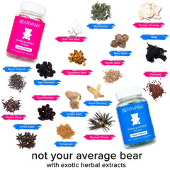 BEARVANA Berry-flavored gummies on a tray, easy daily supplement