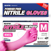 Beastek nitrile exam gloves pink 100pcs box for allergy-free protection