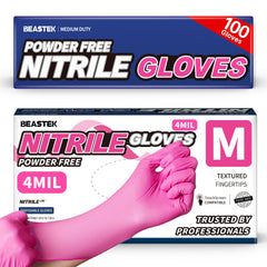 Beastek nitrile exam gloves pink 100pcs box for allergy-free protection