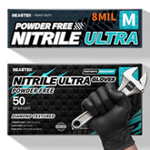 Beastek nitrile gloves 8 mil heavy-duty palm for rugged protection.