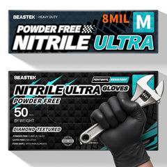 Beastek nitrile gloves 8 mil heavy-duty palm for rugged protection.