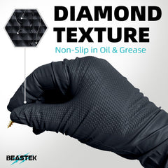 Beastek nitrile gloves latex-free powder-free interior with smooth skin feel.