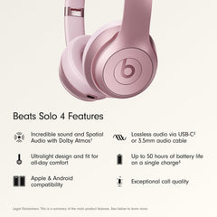 Beats Solo 4 front-angle shot highlighting lightweight comfort for all-day wear.