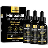 Beaueli 5% Minoxidil bottle for targeted scalp application and regrowth potential.