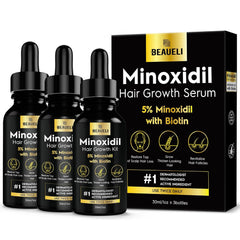 Beaueli Minoxidil 3oz bottle side view, compact for daily use.