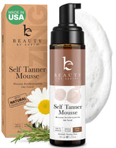 Beauty by Earth Self Tanner Mousse application shot showing even color and smooth finish