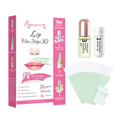 Beauty7 lip wax strips package with natural beeswax and jojoba for gentle removal