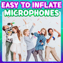 Bedwina inflatable neon microphone ideal for kids' dance parties.