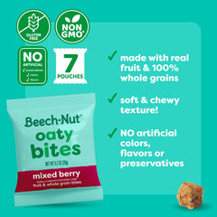 Serving Beech-Nut Oaty Bites on a plate for toddler snacking.