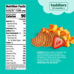 Closeup of waffles with real fruit and vegetables for texture