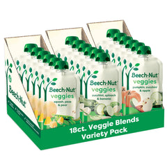 Beech-Nut squash-peas-pears pouch front for easy on-the-go feeding