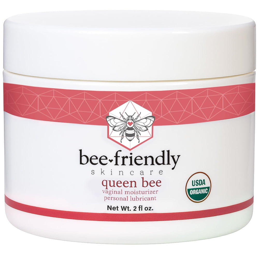 BeeFriendly Organic Vaginal Moisturizer bottle on shelf for menopause dryness relief
