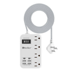Beeiker front view of 6 USB-C surge protector with multiple outlets for versatile charging