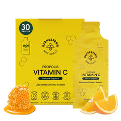 Beekeeper's Naturals Propolis Liposomal Vitamin C bottle with 1000mg label for easy identification