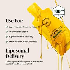 Close-up of Beekeeper's Naturals Propolis Liposomal Vitamin C label and packaging