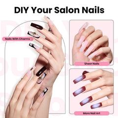 256 clear nail tips in 16 sizes for precise, natural-looking fit.