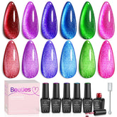 Beetles Cat Eye Nail Polish Purple showing magnetic shimmer for bold style