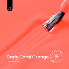 Beetles Coral Orange gel polish cap closeup highlights smooth, streak-free finish.