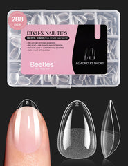 Beetles Etch-X almond nail tip in clear finish for durable extensions.