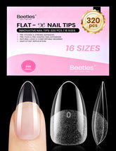 Beetles Flat-X almond nail tips for flush fit and secure at-home manicure.