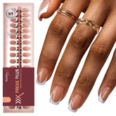 Beetles French Tips press-on nails in brown short squoval for salon-quality at home.