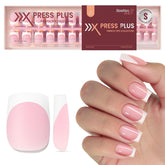 Beetles pink French tips press-on nails for quick salon-style manicure at home.
