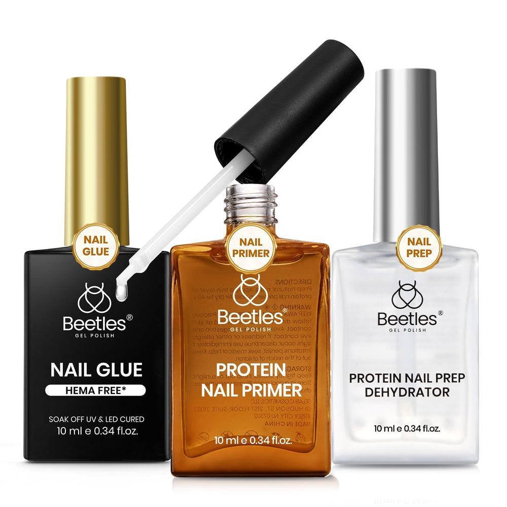 Beetles Gel Nail Glue Dehydrator and Primer set for strong adhesion and healthier nails.