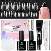 Beetles Gel Nail Kit Flat-X Almond Short Tips provide precise, comfortable at-home manicures.