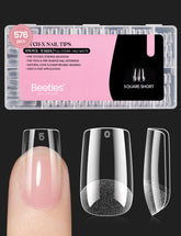 Beetles Gel Nail Tips Etch-X square short full cover in use for durable wear