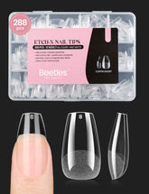 Beetles gel nail tips short coffin pre-etched for quick DIY extensions.
