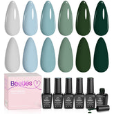 Beetles Green Gel Polish Misty Forest bottle close-up shows color-rich finish for at-home nails