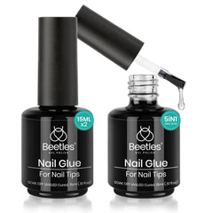 Beetles glue kit with two 15ml bottles for precise nail tip bonding and reliability