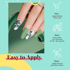 Beetles gel polish on nails showing rich pigmentation and glossy shine.
