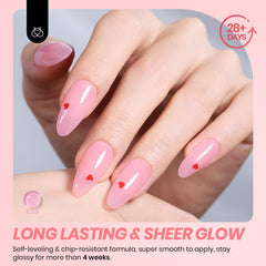 Beetles nude pink swatch demonstrates layering from translucent to opaque
