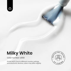 Beetles Milky White gel polish swatches reveal a semi-transparent nude finish.