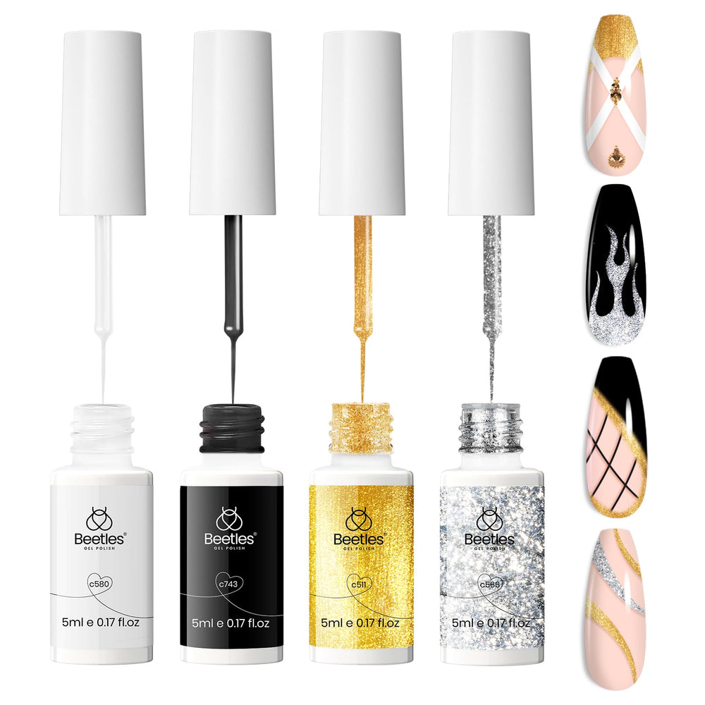Beetles Nail Art Liner in gold adds sleek metallic detailing