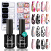 Beetles Nail Foil Glue Gel 2x15ml bottles enable quick foil transfer at home for DIY manicures