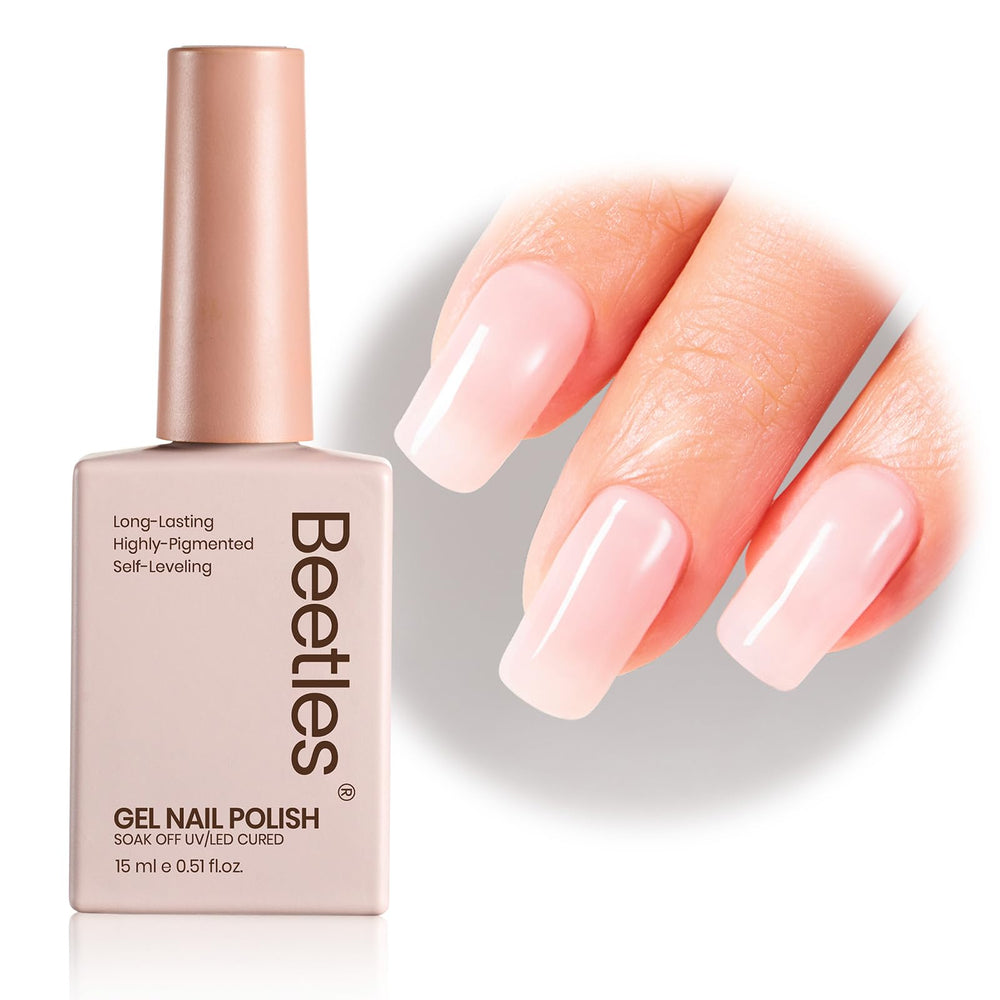 Beetles Neutral Gel Nail Polish bottle closeup for natural-looking sheer coverage.