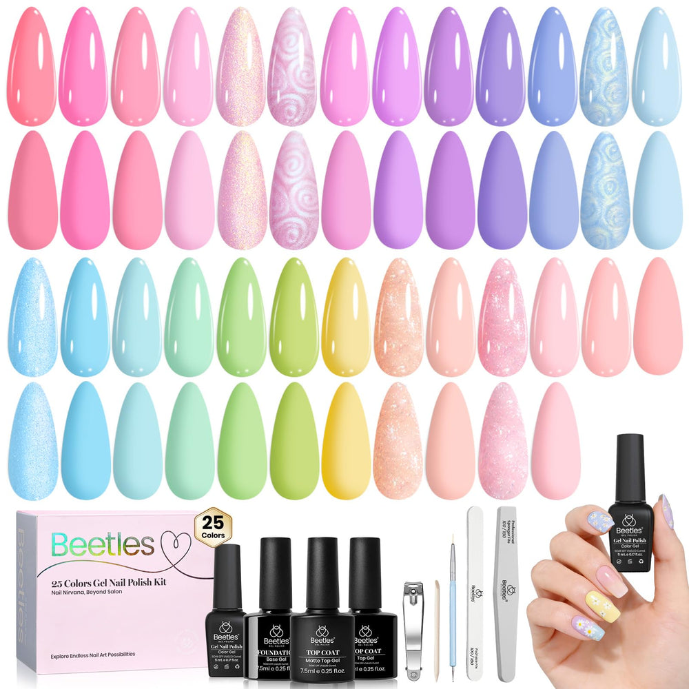 Beetles Pastel Gel Polish 25-color swatch image for versatile nail designs