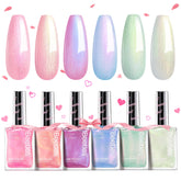 Beetles Pearl Nail Polish Mermaid Glow collection with six shimmering shades for quick-dry manicure