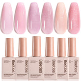 Beetles pink glitter gel polish set - six colors for versatile, romantic manicures.