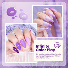 Beetles Purple Gel Polish Set light purple bottle close-up showing smooth application