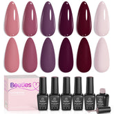 Beetles Purple Gel Polish Set, rose-petal shade for romantic autumn nails.