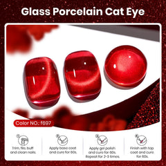 Close-up magnet effect swirls on Beetles Ruby Red Cat Eye for customizable nail art.