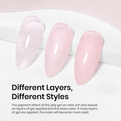 Beetles Sheer Pink Jelly gel-nail-finish displaying elegant translucent effect.