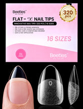 Beetles Short Almond Nail Tips, clear pre-etched tips for fast at-home extensions.