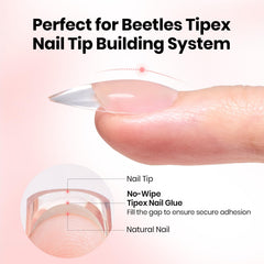 Beetles Tipex tip application showing fast, secure nail tip placement.