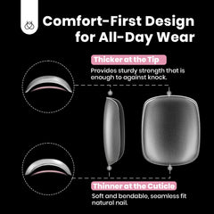 Beetles toe nail tips square thin back edge for natural fit.