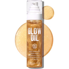 BEFIVECOK Body Glow Oil SPF50 bottle with sun protection and radiance