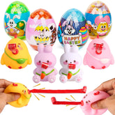 BEIGUO Easter egg tongue-out squeeze toy 4-pack, ideal for egg hunts.